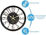 12 Inch Black Wall Clock, 30cm Vintage Large Round Clock, Retro Digital Clock Silent Non Ticking Battery Operated Quartz Easy to Read for Office,Classroom,Home,Living Room,Bedroom,Kitchen Decor