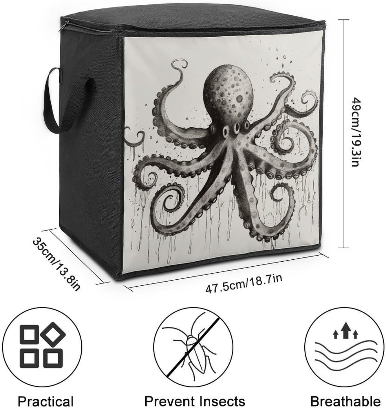 Octopus Storage Bags Moving Bags Storage Bins | Comforter Storage Bag Reinforced Handles & Zippers Foldable Closet Organizers and Storage for Blanket Pillow Clothes