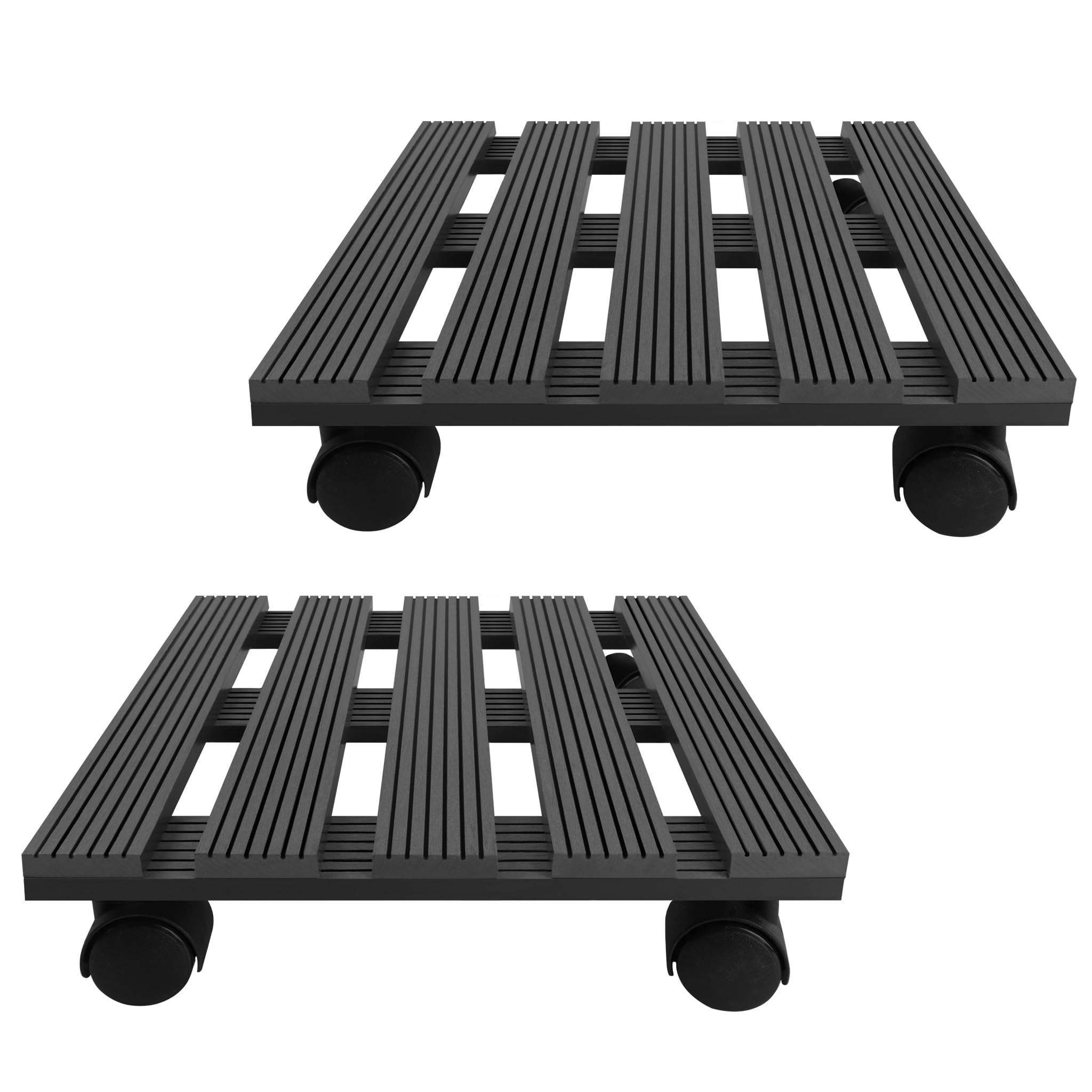 2 ruedas para plantas para exteriores, 30 x 30 cm, posavasos con ruedas giratorias 360°, hasta 100 kg, para sombrilla, cubo de basura, barril de lluvia, maceta para plantas (antracita)