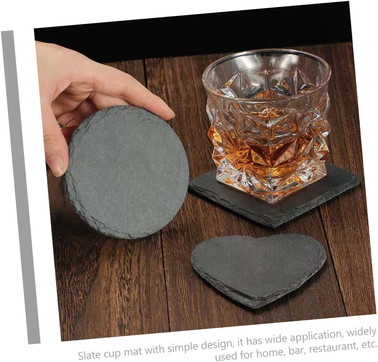 NUOBESTY 12Pcs Square Stone Drink Coasters with Non-Slip Heat Insulation Bottom Cup Pads for Bar Kitchen Dining Table Home Use Scratch-Resistant Table Mats 12pcs