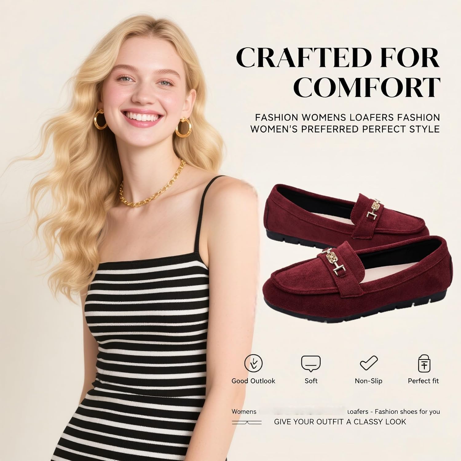 DeYashopin Women's Loafer Shoes Leisure Slip On Work Shoes Comfort Walking Flats - Image 4