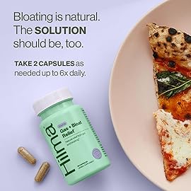 Hilma Natural Gas and Bloating Relief for Women, Doctor Formulated with Organic Ingredients, Lemon Balm, Fennel and Peppermint Leaf, 50 Vegan Capsules