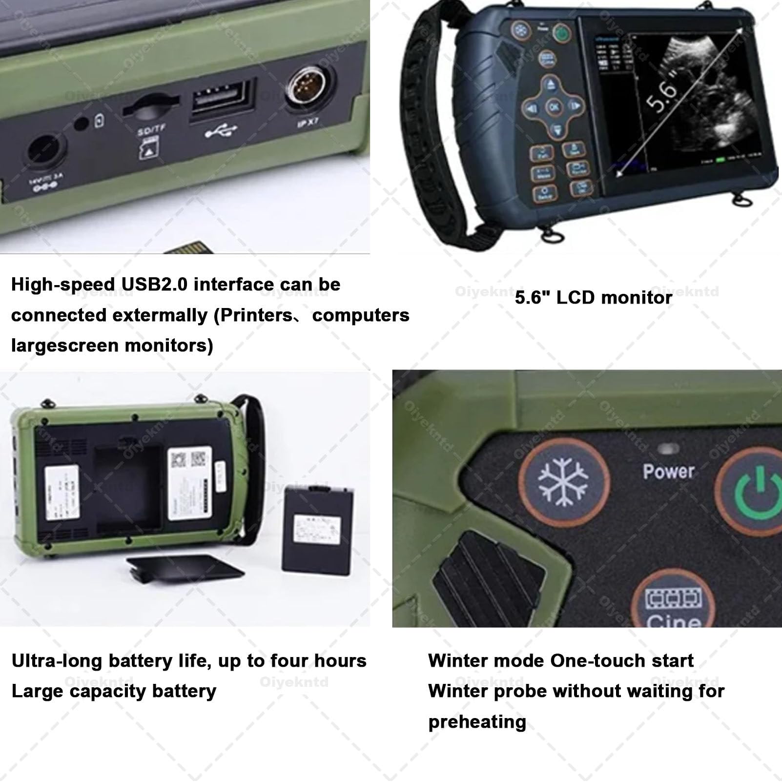 Scanner Portatile per Animali B-Ultrasound, Macchina per ecografia diagnostica veterinaria in Gravidanza con sonda Convessa da 3,5 MHz per Pecore, Cani, Gatti e maiali