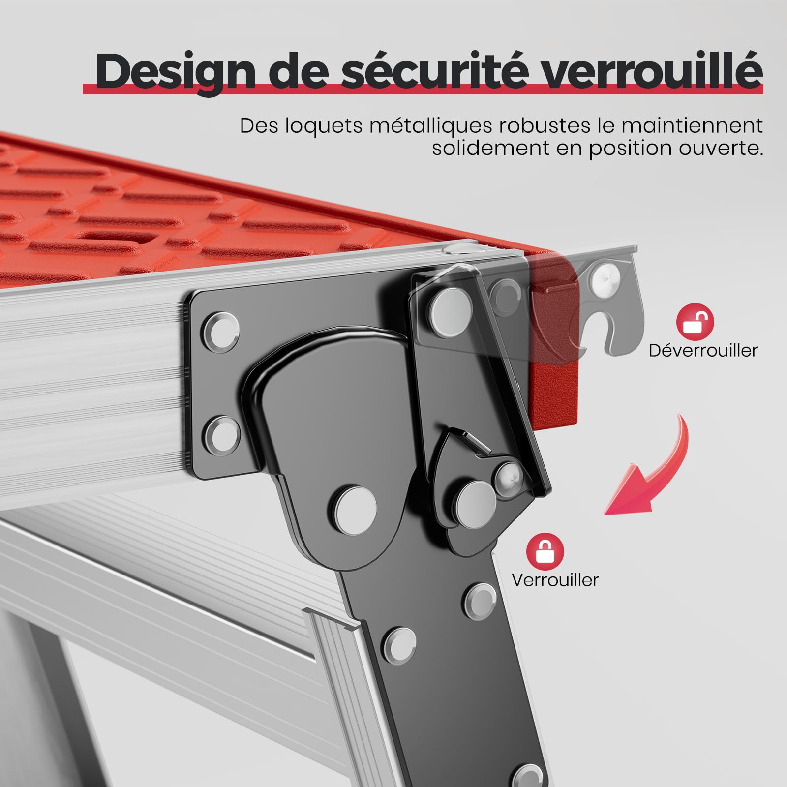 Kingrack Marchepied à 2 marches, marchepied Double Face en Aluminium, échelle Pliable avec Pieds antidérapants, escabeau léger avec Plateforme Large, Multifonction, 150 kg (1 Step Advanced)