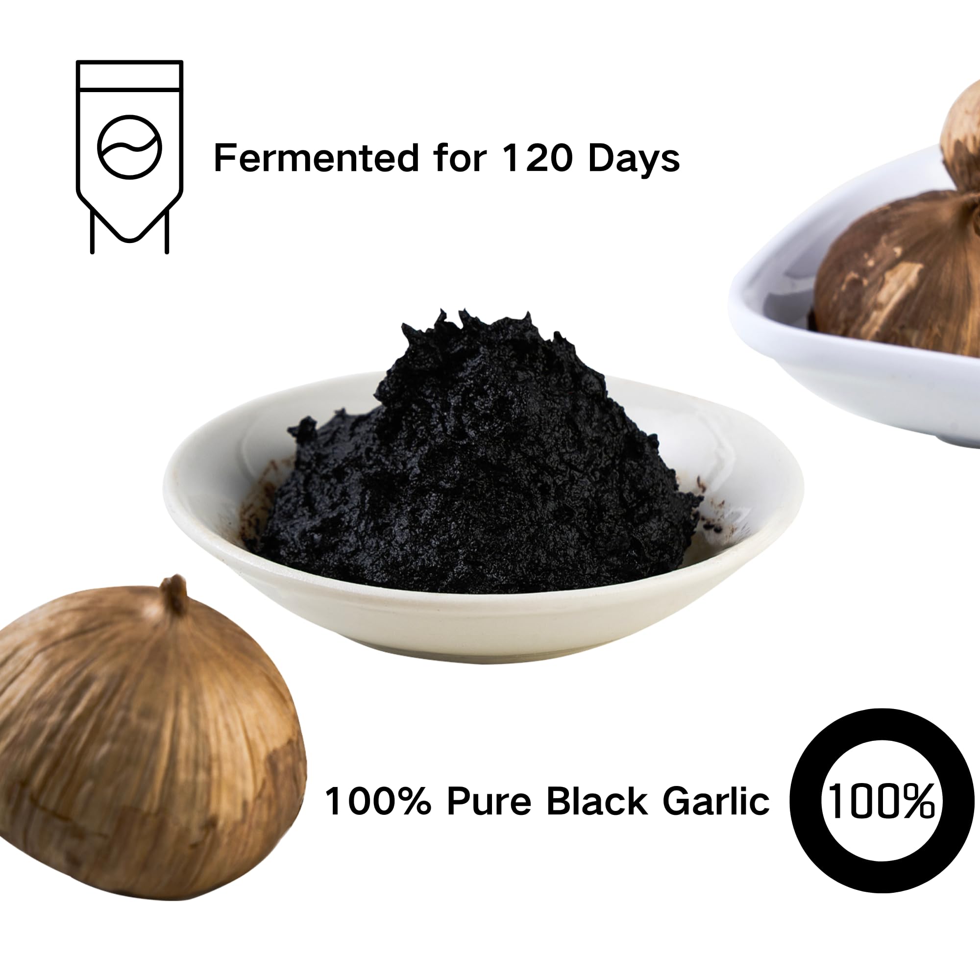 NatFlav Black Garlic Puree 7 Oz, Made from Solo Black Garlic 100%, Fermented for 120 Days, No Added Water, High in Antioxidants, non GMO, Gluten Free