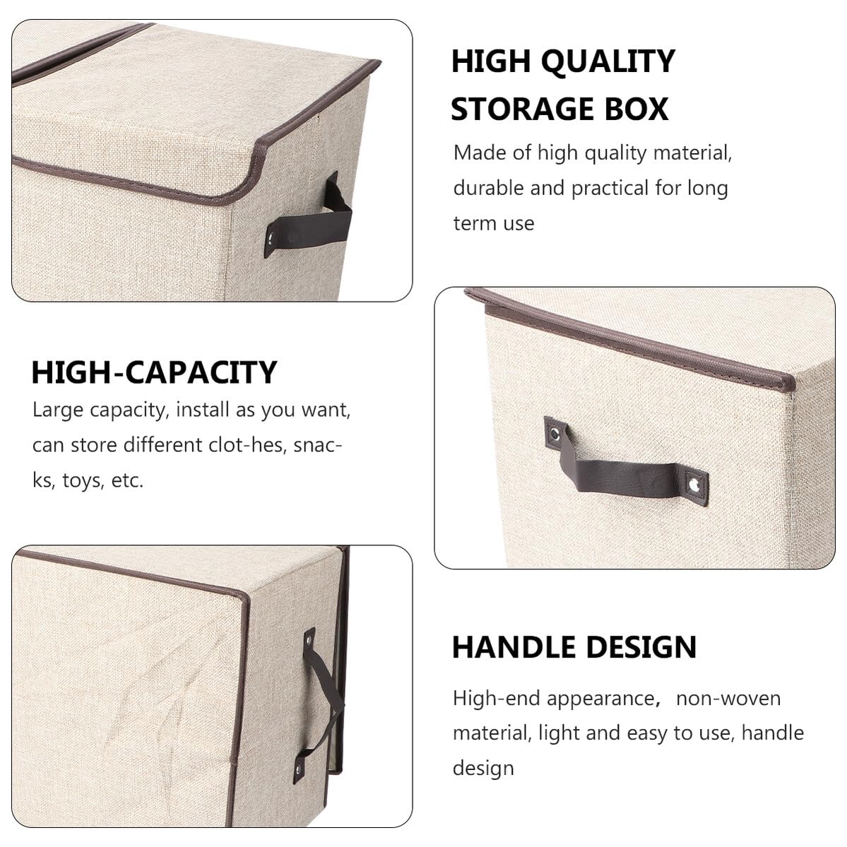 Uonlytech Caja de Almacenaje Plegable de Algodón y Lino con Doble Tapa y Asas Cesta para Armario Organizador Resistente y Apilable para Ropa y Hogar