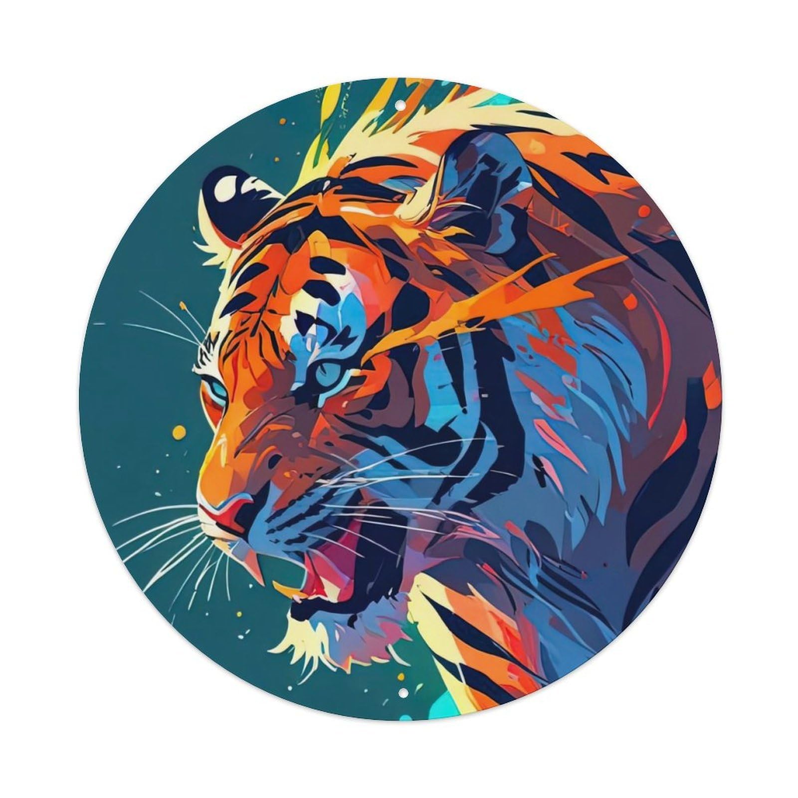 Cwbufd Vintage Style Animal Tiger Colorful Abstract Graffiti Vintage Metal Tin Sign Plaque Wall Decor For Cafe, Club Bar, Office, Garden Metal Poster 8X8inch