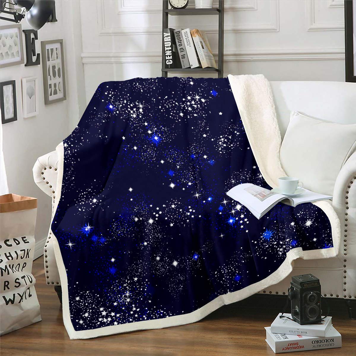 Coperta In Flanella Per Bambini Cielo Stellato - Blu E Viola, Morbida E Calda, 127 X 152 Cm, Adatta Anche Per Adolescenti E Adulti - 2