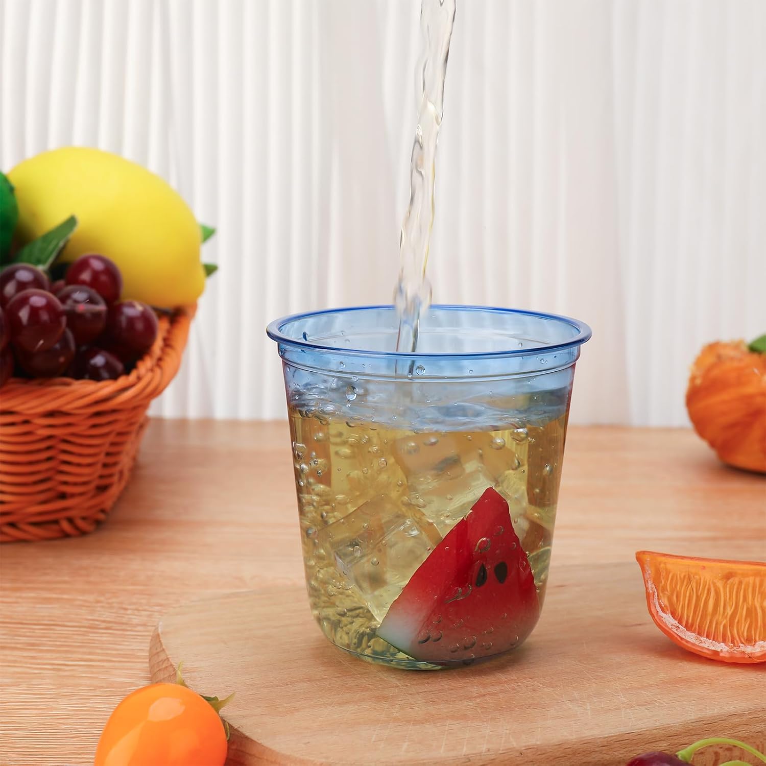 50pcs 12oz Disposable Stemless Glasses,PET Disposable Drinking Cups,Cold Party Clear Plastic Wine Glasses for Parties Birthday,Wedding,Meeting,Christmas Party Supplies. (Blue) - Image 6