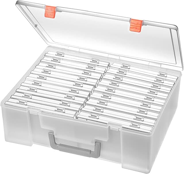 Photo Storage Box 4x6, 18 Inner Extra Large Organizer Acid-Free Photo Ke...