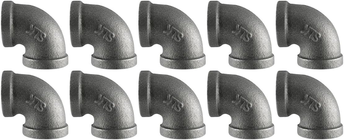 Black Cast Pipe Fitting, Elbow 90, 1/2", 10-Pack