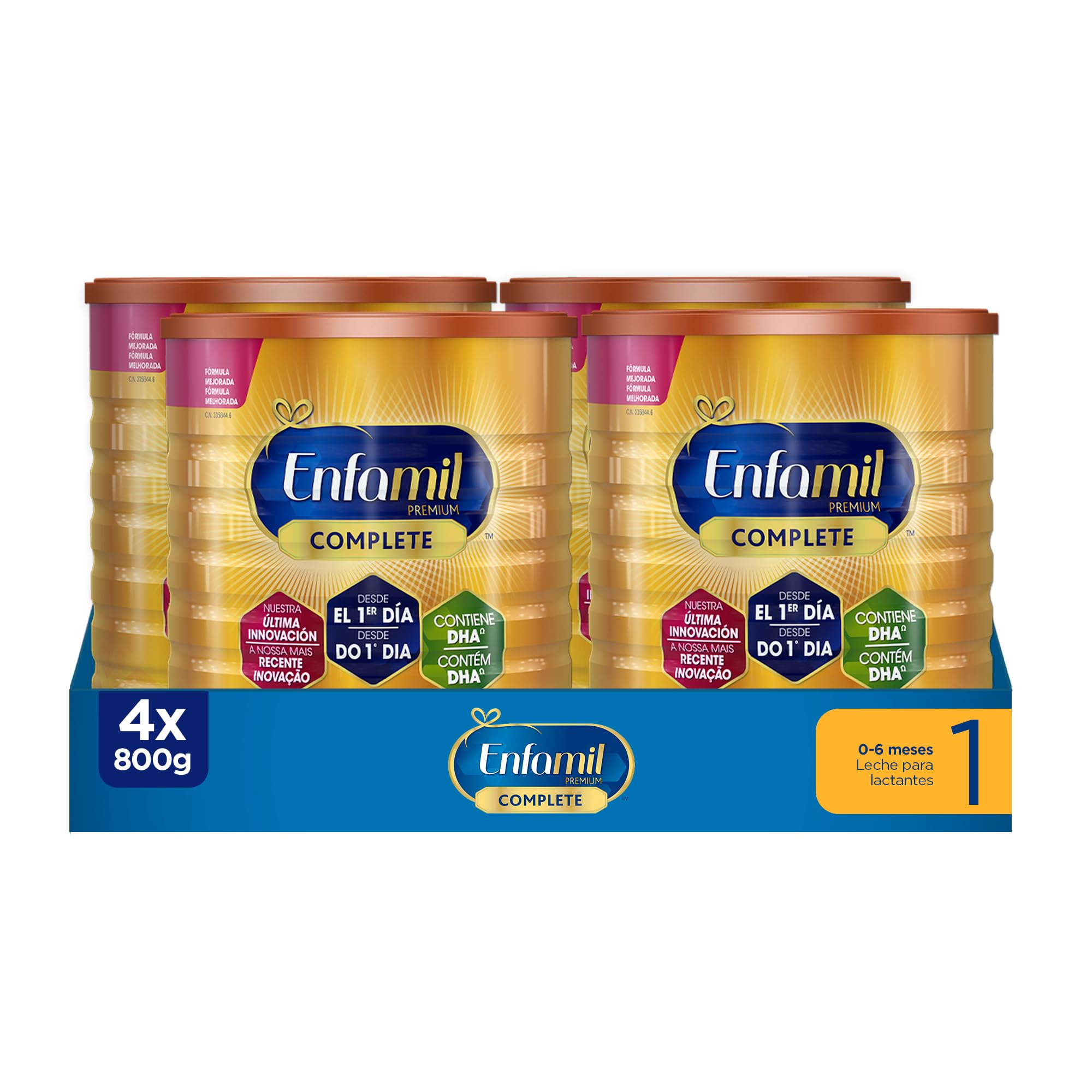 Enfamil Premium Complete 1 Leche infantil 4x800gr Leche Infantil para Lactantes de 0 a 6 Meses de Edad Fórmula para Bebés Recién Nacidos