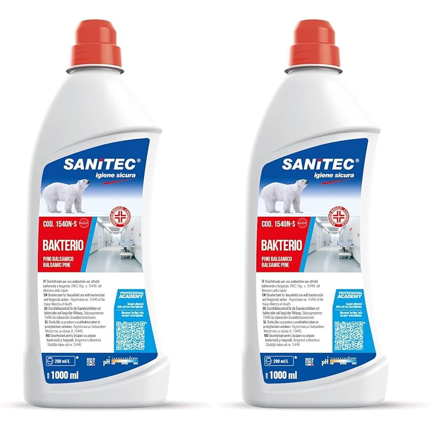 SANITEC igiene sicura Bakterio Disinfettante per Ambienti al Profumo di Pino Balsamico (Confezione da 2)