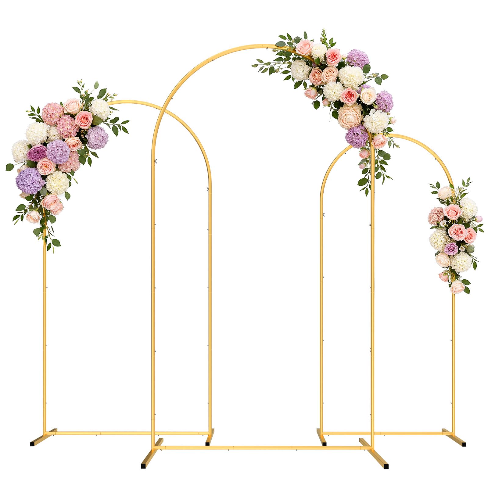 Photo 1 of Pureegg Wedding Arch Backdrop Stand Set of 3 (7.2FT, 6.6FT, 6FT) - Stable Freestanding Gold Balloon Arch Stand, Easy Assembly & Reusable, Sturdy Metal Frame for Wedding, Baby Shower, Birthday