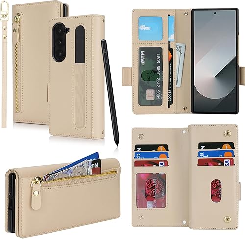 Jaorty Fit for Samsung Galaxy Z Fold 6 5G Case Wallet with S Pen Holder for Men 