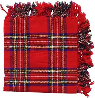 New Royal Stewart Kilt Fly Plaid Acrylic Wool Scarf Rolled Fringe Shawl