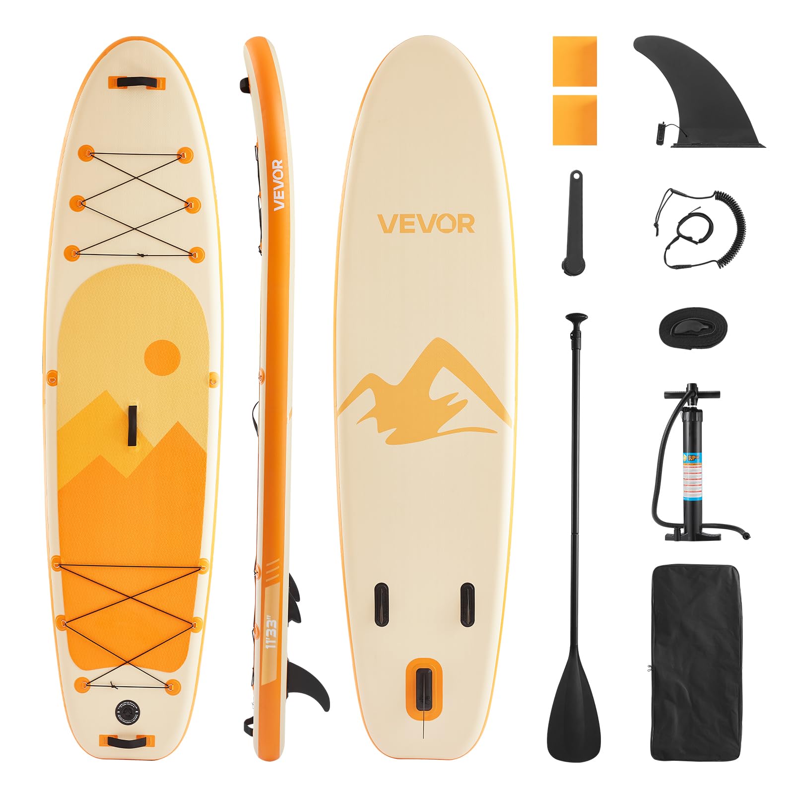 VEVOR Tabla de Surf Inflable Ultraligera con Bomba, Remo, Aleta, Mochila, Correa de Tobillo, Carga 150 kg