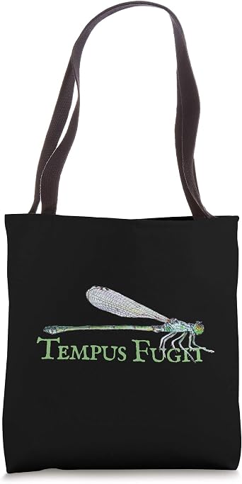 Green Dragonfly - Tempus Fugit Time Flies Tote Bag