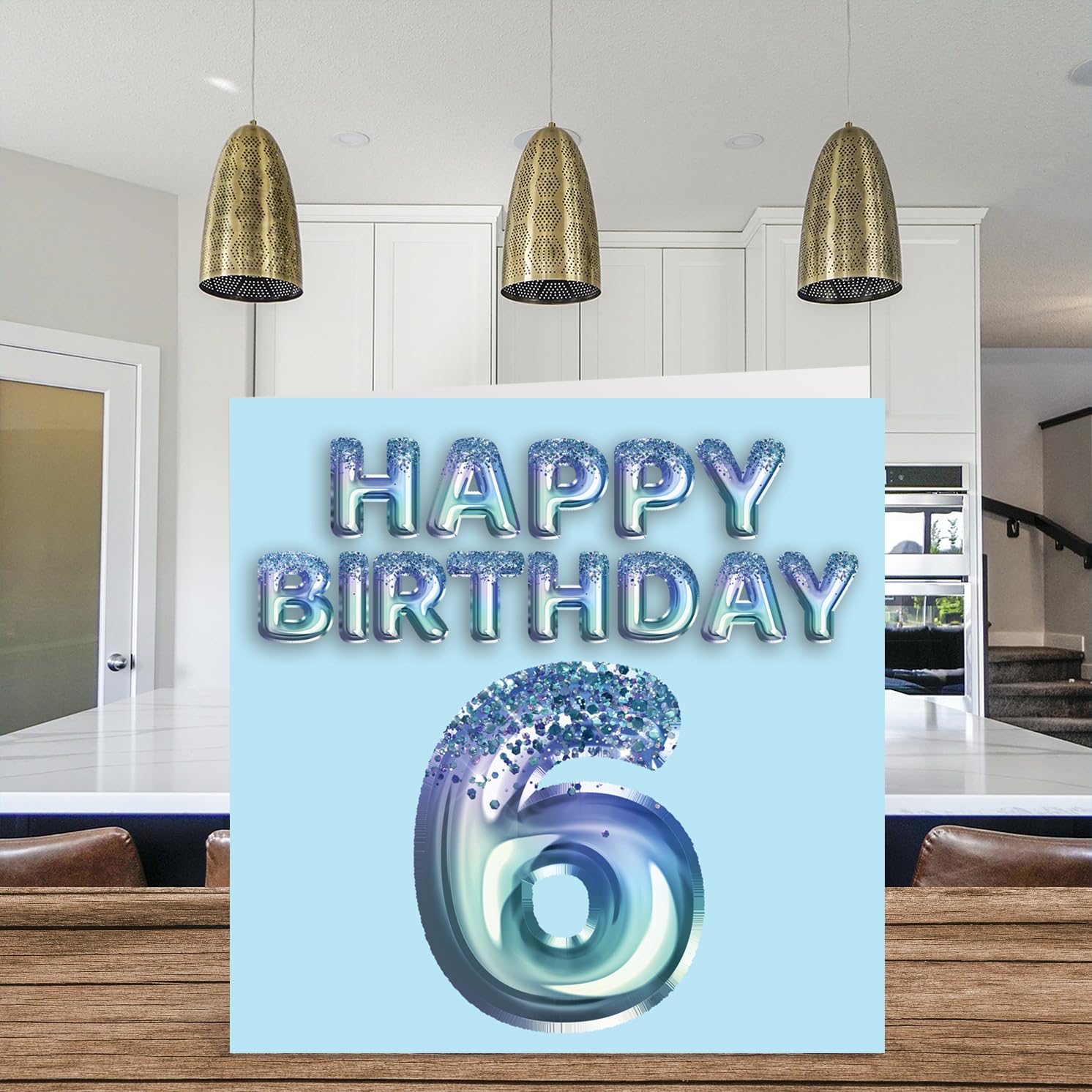 Carte D'anniversaire 6 Ans Pour Garçons – Ballons à Paillettes Noirs Et Dorés – Cartes D'anniversaire Pour Garçon De 6 Ans, Fils, Frère, Petit-fils, Cousin, 145 Mm X 145 Mm