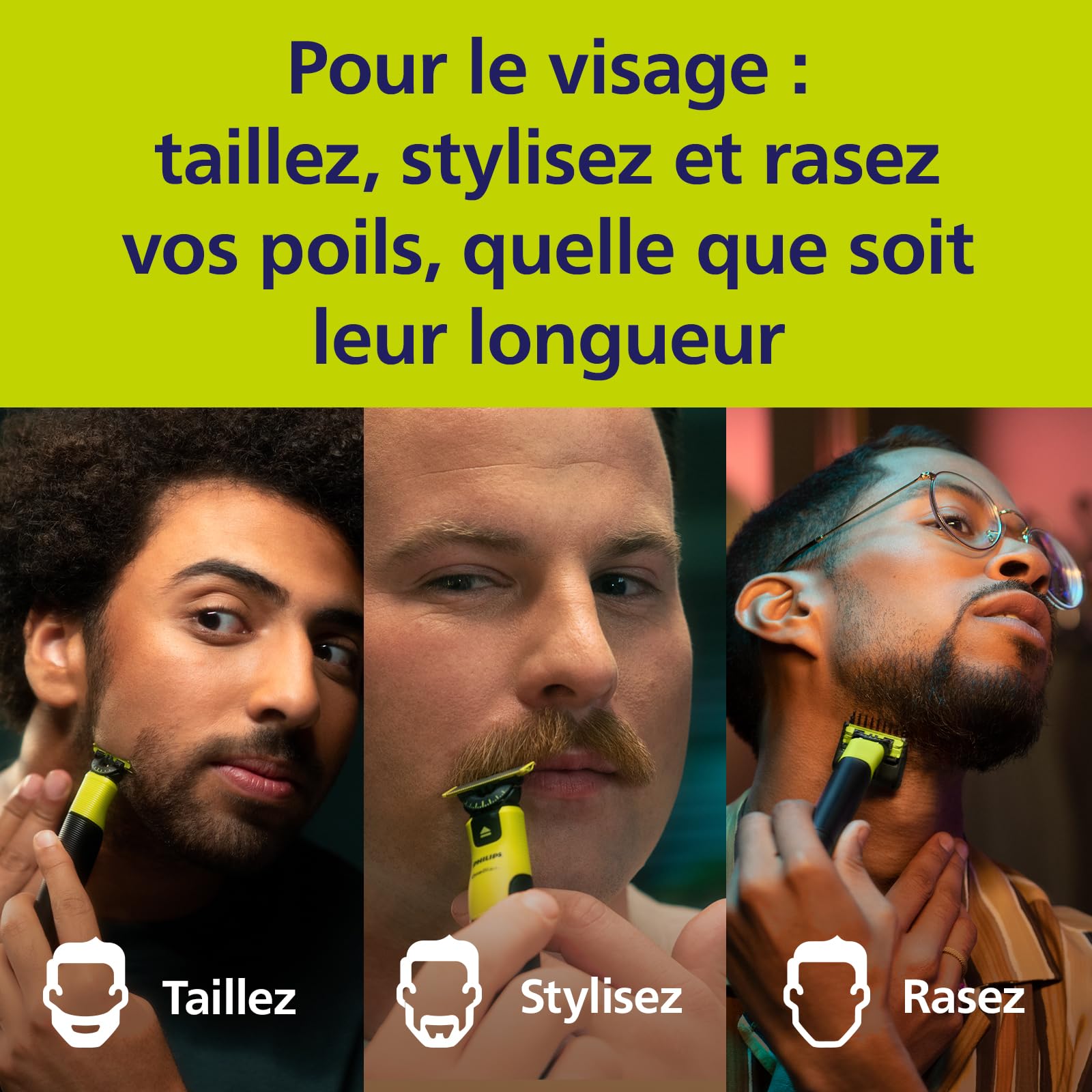 Philips OneBlade 360 - Authentiques lames de rechange, pour rasoir/tondeuse électrique OneBlade, 3x 360 lames, modèle QP430/60