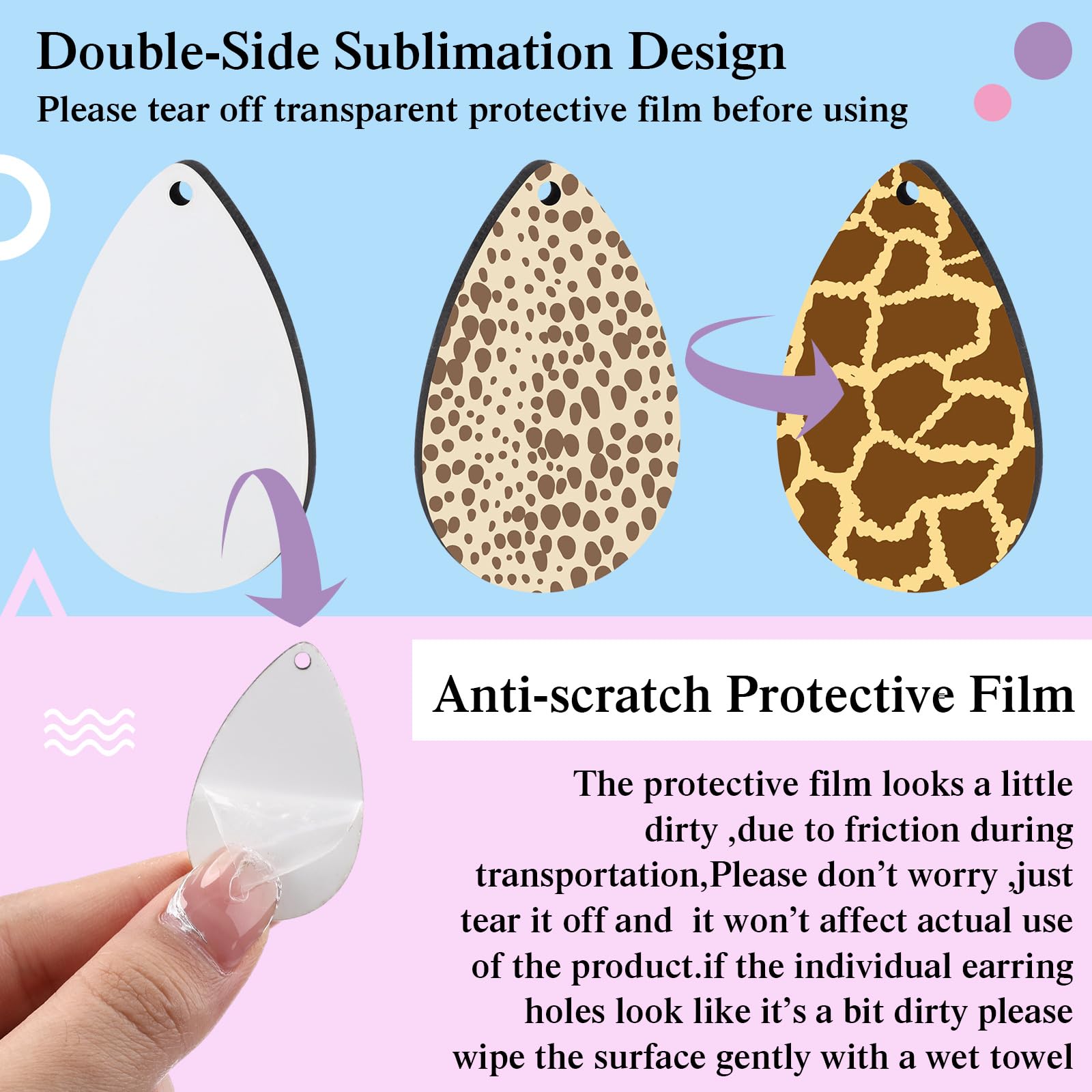 Riceshoot 200 Stück Sublimationsohrrohlinge Bulk Sublimation Ohrring mit Ohrringhaken Sprungringe Ohrstöpsel Halter Karten Taschen für Ohrring DIY Herstellung