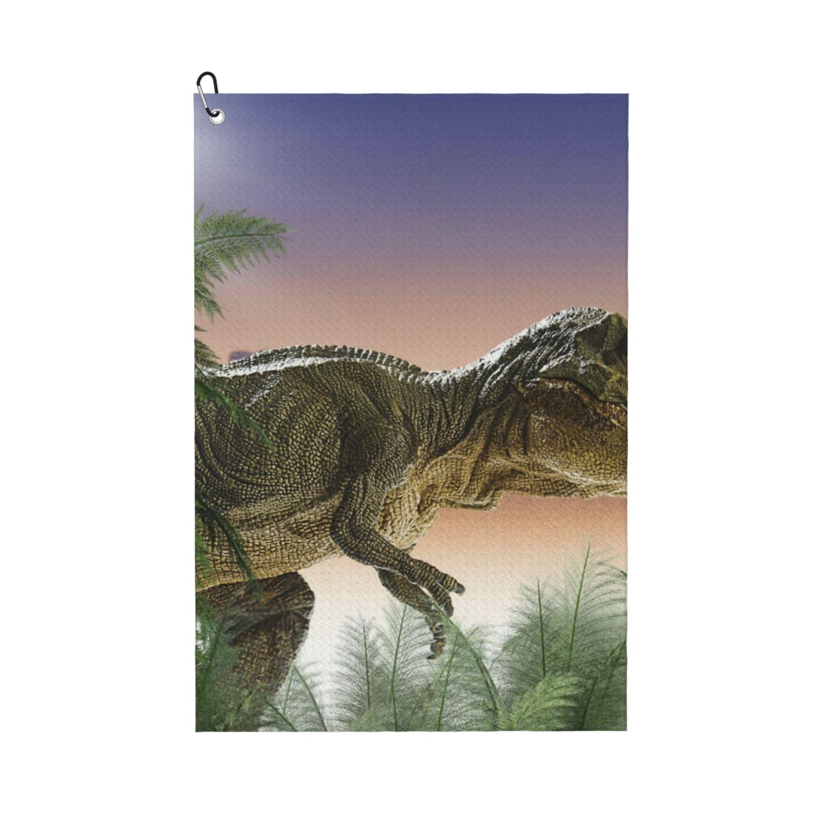 Oudrspo Dinosaur in The Jungle Microfiber Golf Towel with Carabiner Clip, 16x24 Inch Absorbent Waffle Weave Towel for Golf Bags