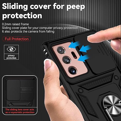 Miniatura 4 de Funda para Samsung Galaxy Note 20 Ultra con cubierta para lente de cámara, protector de pantalla HD, prueba de caídas de grado militar, soporte de