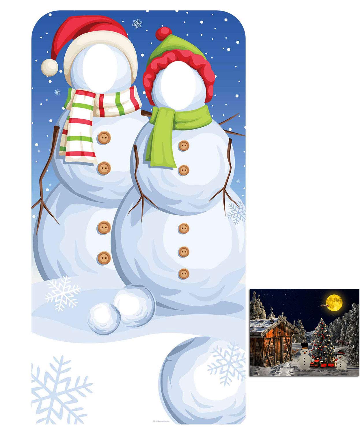 Fan Pack - Christmas Snowmen Lifesize Adult Stand-in Cardboard Cutout / Standup with 20cm x 25cm Star Photo