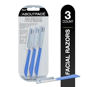 About Face Pro-Premium Facial Razors - 3 Beauty Groomers for Hair Removal Ideal for Shaving Exfoliating Dermaplaning and