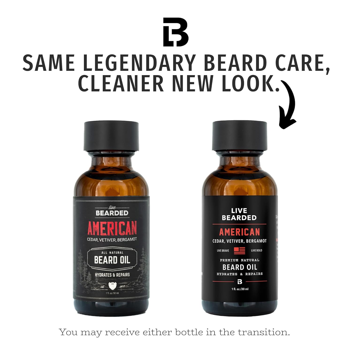 Live Bearded Beard Oil, 1 fl oz - Premium All-Natural Jojoba - Made in the USA - Hair and Skin Care for Men with Dry, Flaky Patches | American Scent - Cedar, Vetiver, Bergamot - Image 2