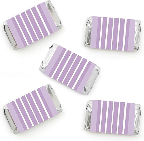 Miniatura 7 de Big Dot of Happiness Pink Stripes  Mini pegatinas para envoltorio de barra de caramelo, regalos pequeños para fiestas simples  40 unidades