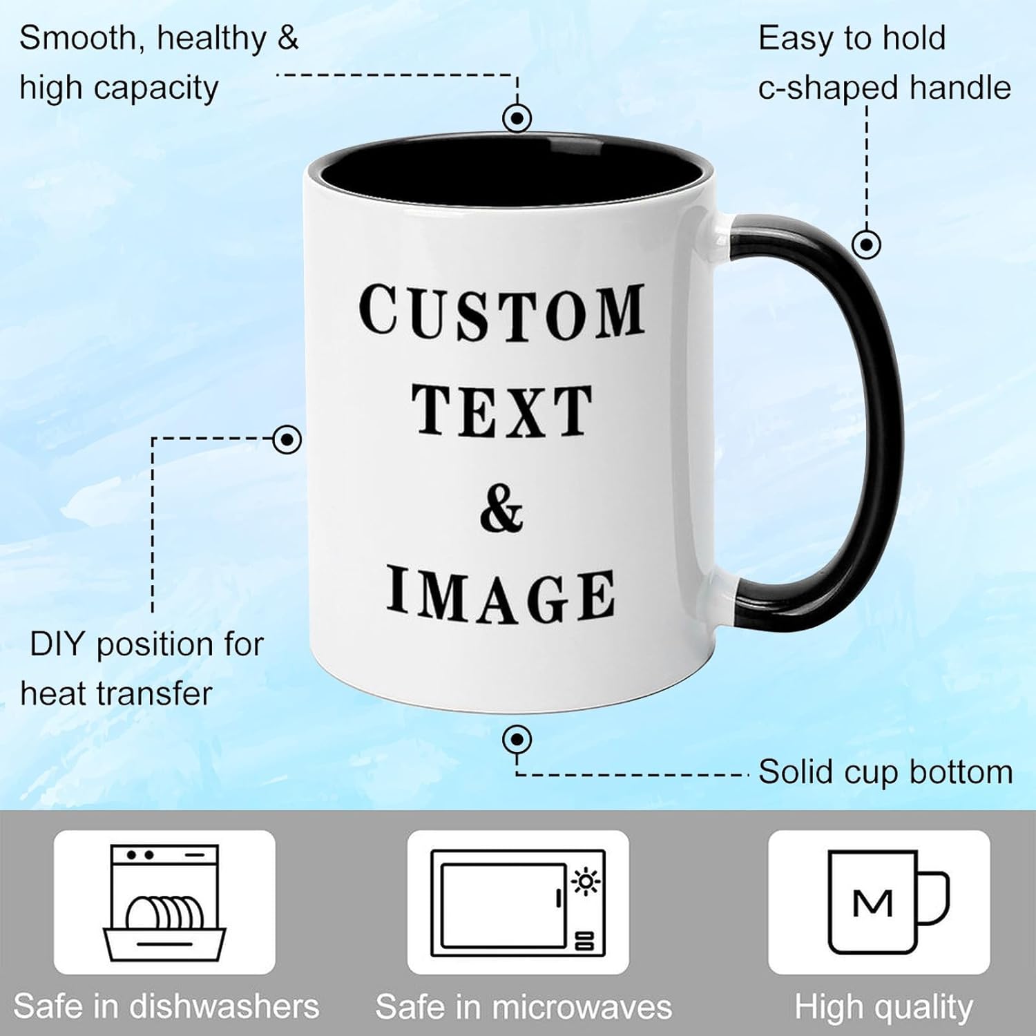 Personalized Coffee Mug with Photo, Logo or Text - Customized Gift Idea for Men & Women, Mom, Dad, Friends - Christmas Birthday Valentines Gifts, Party Favors Tea Cup - White - Image 4