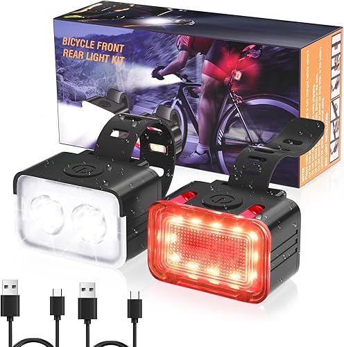 Miniatura 1 de RIDWIND Bike Lights Set Ultra Bright, Rechargeable Bicycle Lights Front and Rear, 5+6 Modes Bike Lights for Night Riding, IPX6 Waterproof, 300