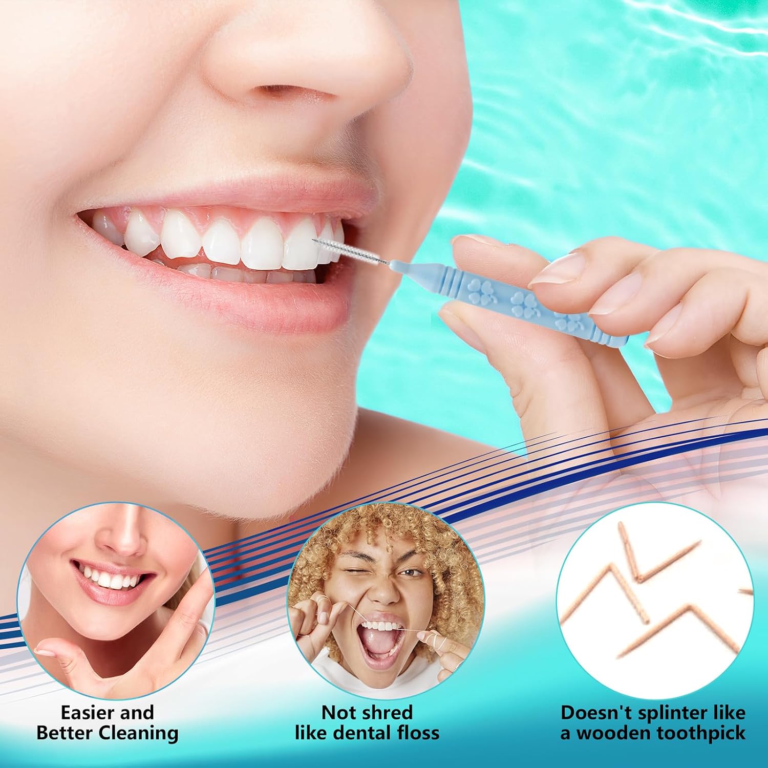Slim Interdental Brushes, Orthodontic Brushes for Braces, Oral Dental Hygiene Flosser Cleaning Tool for Deep Cleaner 0.7-0.8mm Medium/Large Gaps 32PCS