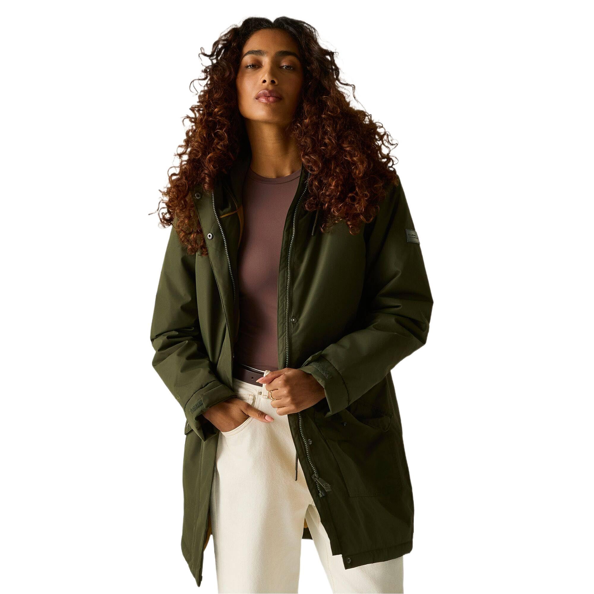 Regatta Women's Khaki Waterproof Hooded Sophia Insulated Jacket In | Size: 10