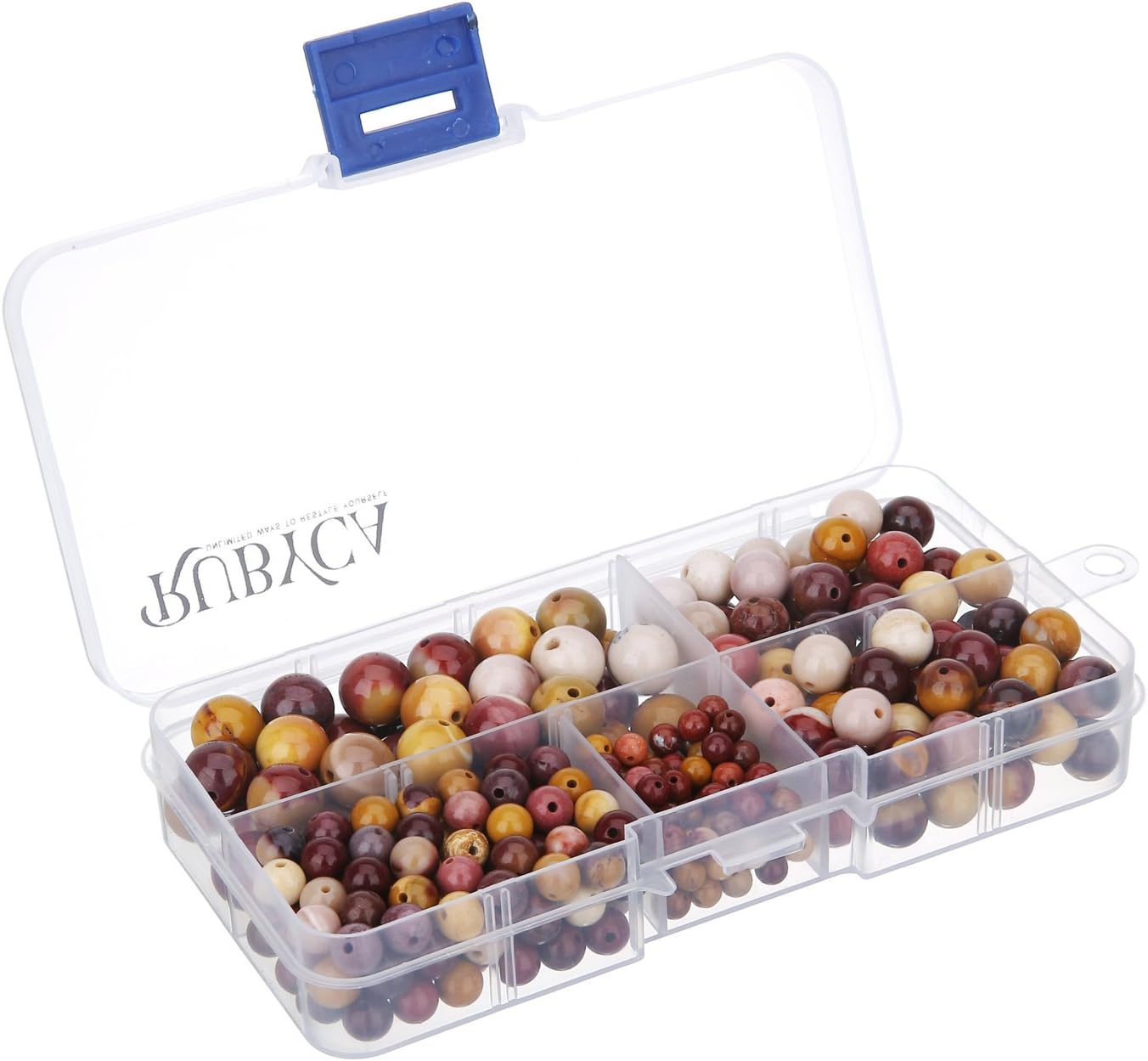 RUBYCA Natural Mookaite Jasper Gemstone Round Loose Beads Box Jewelry Making Mix Sizes