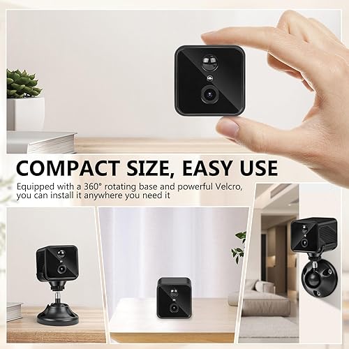 Miniatura 6 de Cámara oculta de seguridad inalámbrica HD 2.4GHz WiFi Cam con batería de 2200mAh 3 meses, alertas de movimiento AI, almacenamiento en la nube,