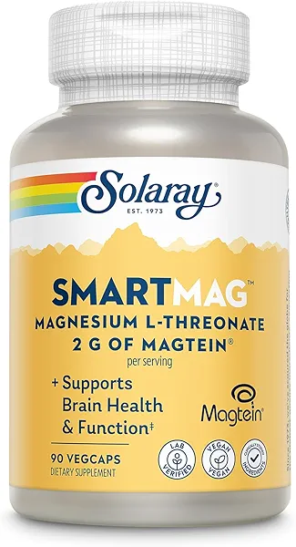 SOLARAY SmartMag Magtein Magnesium L-Threonate 2g - Magnesium Supplement for Brain Health Support - Mag Threonate Brain Supplement w/Clinically Studied Magtein - Vegan, Gluten Free, 30 Servings
