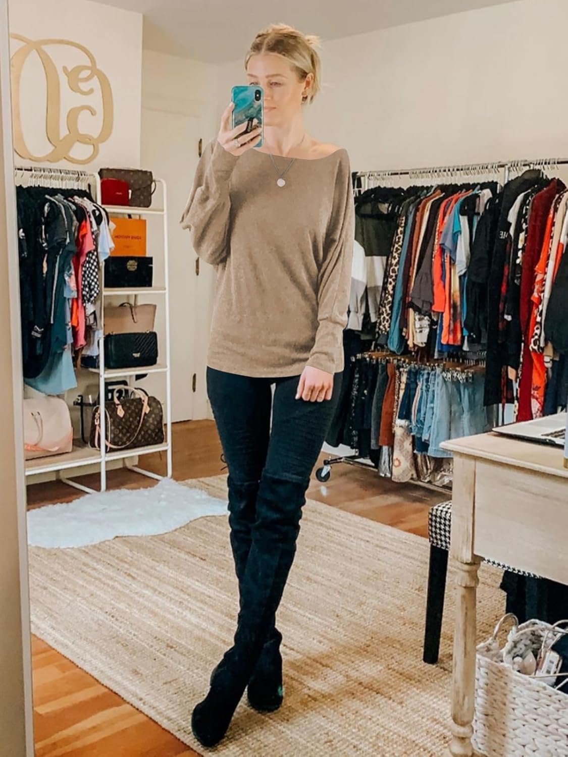 Poetsky Women's Long Sleeve Off Shoulder Tunic Tops Loose Casual Oversized Shirts Blouse - Image 6