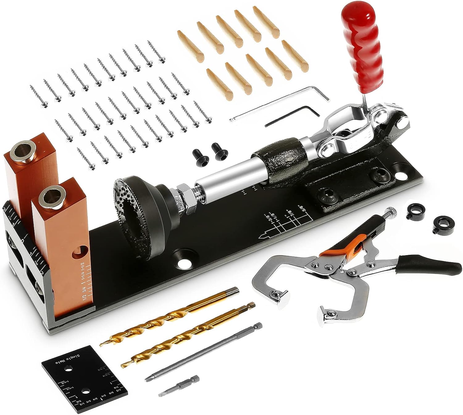 BEAMNOVA Pocket Hole Jig Kit,Upgraded Aluminum 3 in 1 Pocket Hole Drill