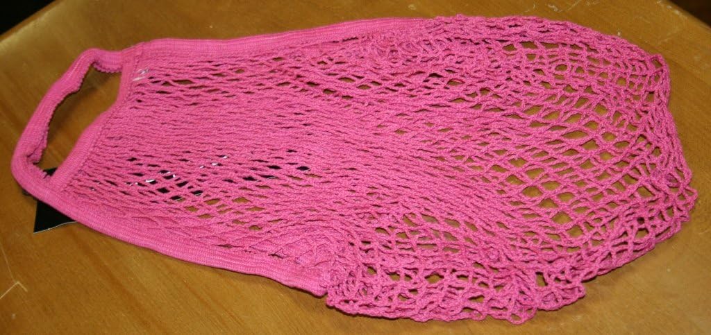 TWO EuroBag European Cotton String Mesh Shopping Grocery Bags FUSCHIA PINK