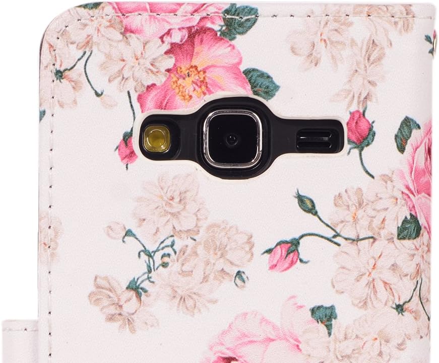 UrSpeedtekLive J3 2016 Case, Galaxy J3 V Case, Premium PU Leather Flip Wallet Case Cover with Card Slots & Stand for Samsung Galaxy J3 (2016),Flower 2