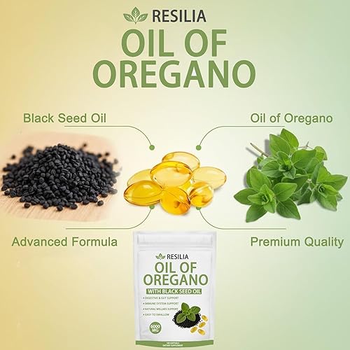 Miniatura 3 de RESILIA Aceite de Orégano Softgels  6,000 mg de aceite de orégano con aceite de semilla negra  180 cápsulas blandas, sin OMG, fácil de tragar