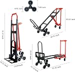 3-in-1 Industrial Convertible Hand Truck Dolly,1000 lbs Capacity Aluminum Hand Truck for Stairs,Hand Trucks Heavy Duty Dolly Cart with Stair Climbing Wheels for Moving,Transport(Red)