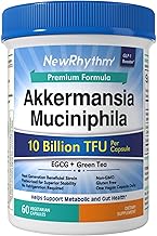 NewRhythm Akkermansia Muciniphila Probiotic, 10 Billion TFU, Pasteurized, Maximum Stability, Green Tea Leaf EGCG, GLP-1 Production, Metabolic Health, Gut, Immunity, for Women & Men, 60 Caps