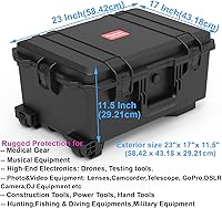 Vista 3 de Estuche rígido impermeable, 23 x 17 x 11.5 pulgadas, estuche con ruedas / espuma personalizable, cámara, herramienta electrónica, almacenamiento