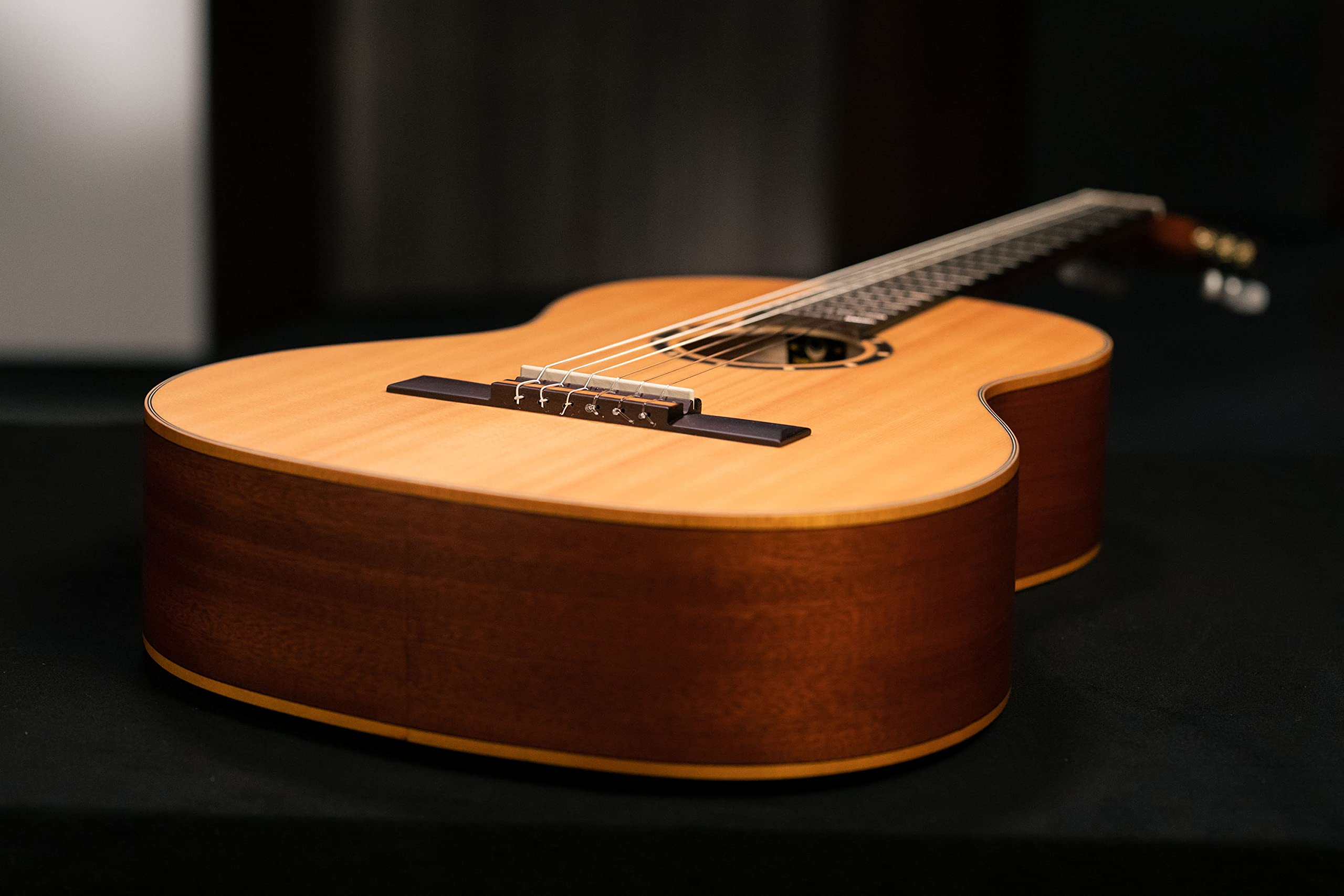 Ortega Guitars Chitarra Concerto Slim Neck Full Size - Serie Family - include Gig Bag - top in mogano/abete (R121SN)