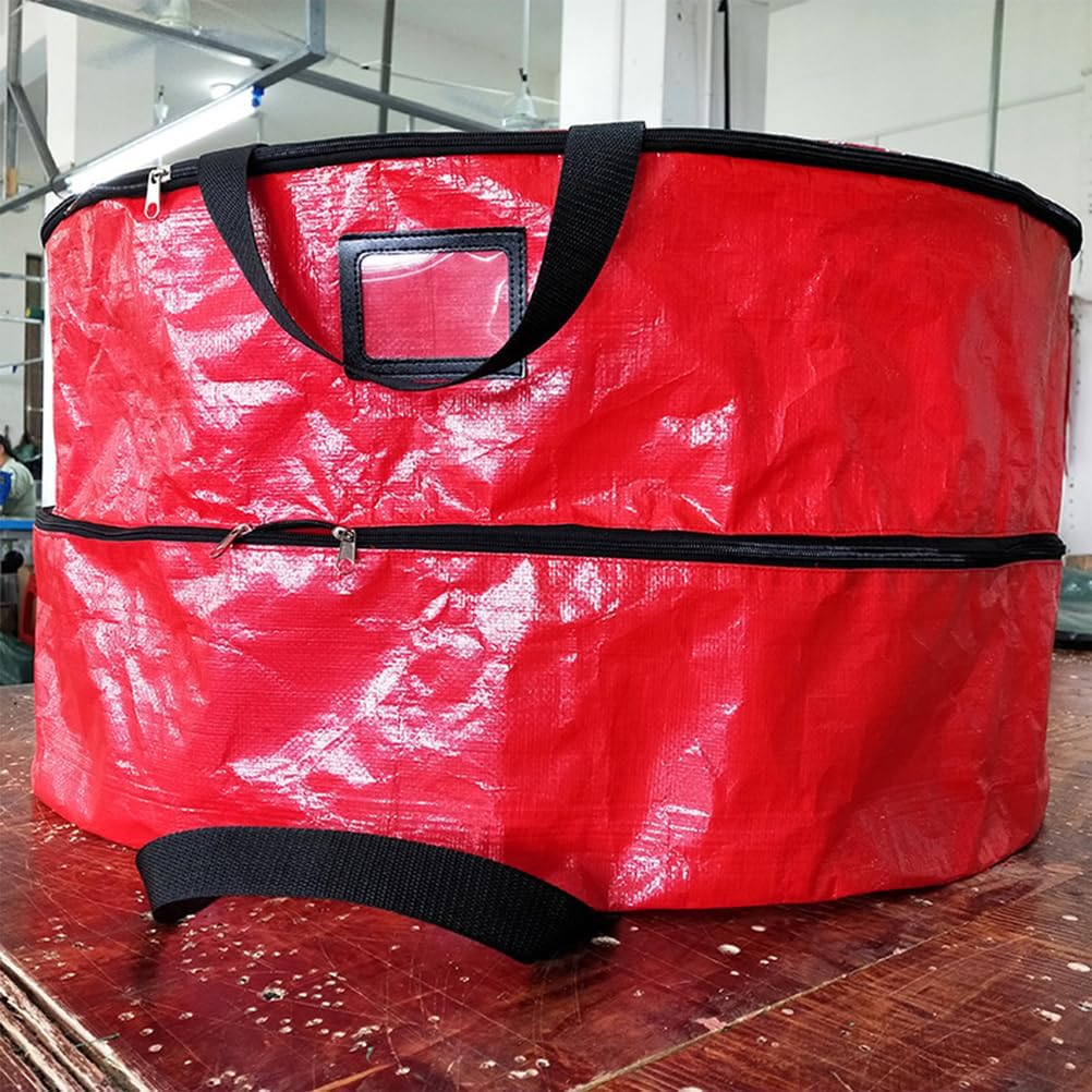 Wreath Storage Container, Double Layer Christmas Wreath Storage Bags with Dual Zipper and Handles, Wreath Storage Box Storage for Xmas Wreath Garlands,Red,36inch