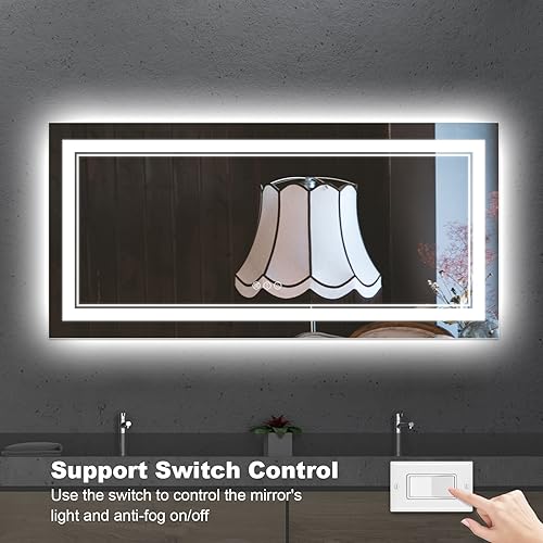 Miniatura 138 de Espejo de baño LED de 40 x 32 pulgadas, luz frontal y retroiluminada, antiniebla, regulable, espejo de tocador iluminado con memoria, espejo LED