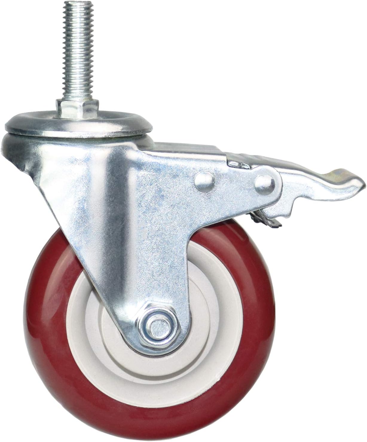 DICASAL 4 Inch Swivel Stem Casters Heavy Duty American Size UNC 1/2"-13x1-1/2"Stem Thread Wheels 360 Degree Durable Wheels Dual Safety Locks Castors with 1650 Lbs Capacity Pack of Four: Automotive